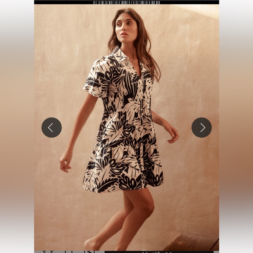BROCHU WALKER Havana palm combo dress with pockets L